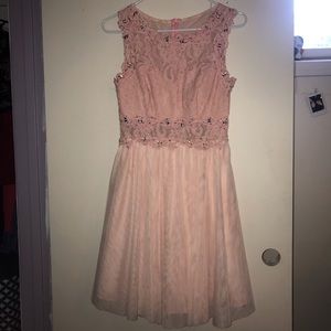 pink dress with lace and sequins